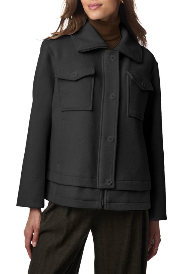 Bernardo Black Chest Pocket Coat