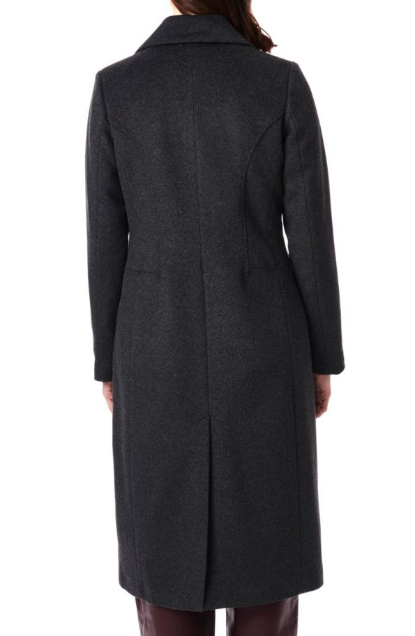 Bernardo Charcoal Tailored Wool Blend Coat.