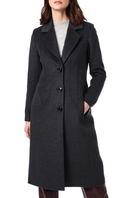 Bernardo Charcoal Tailored Wool Blend Coat