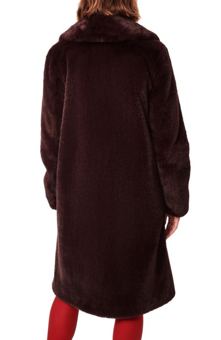 Bernardo Cherrywood Shawl Collar Faux Fur Coat.