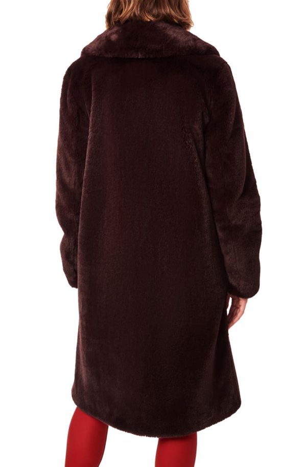 Bernardo Cherrywood Shawl Collar Faux Fur Coat.