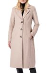 Bernardo Melange Beige Tailored Wool Blend Coat