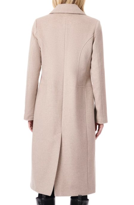 Bernardo Melange Beige Tailored Wool Blend Coat.