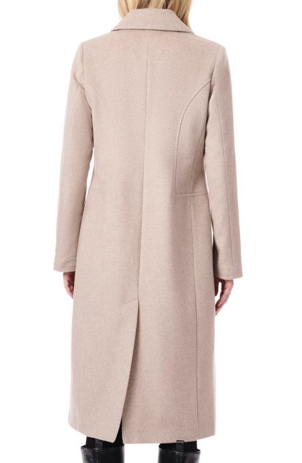 Bernardo Melange Beige Tailored Wool Blend Coat.