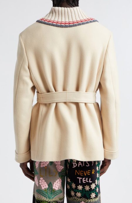 Bode Berkshires Cream Double Breasted Wool Coat.