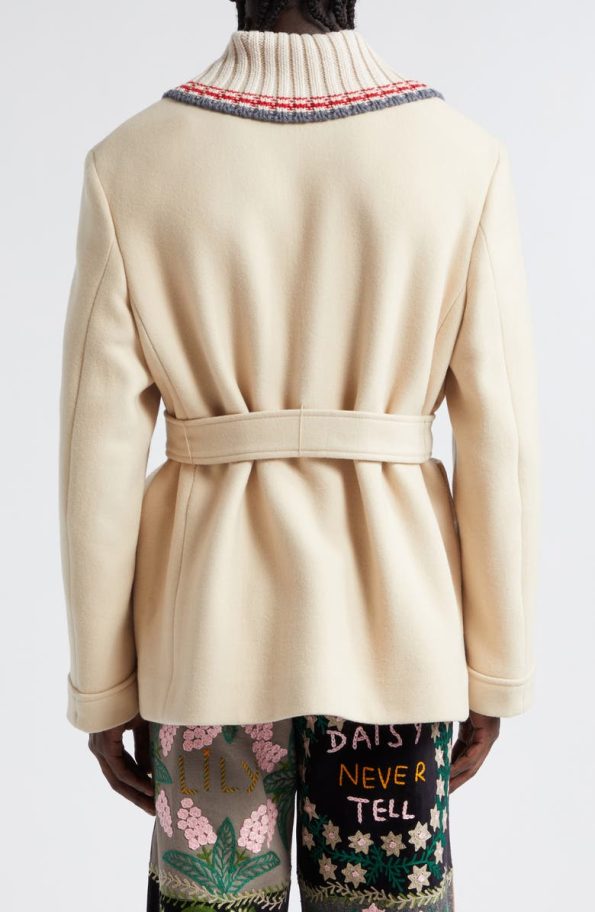 Bode Berkshires Cream Double Breasted Wool Coat.