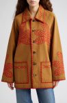 Bode Maple Brown Red Embroidered Field Coat