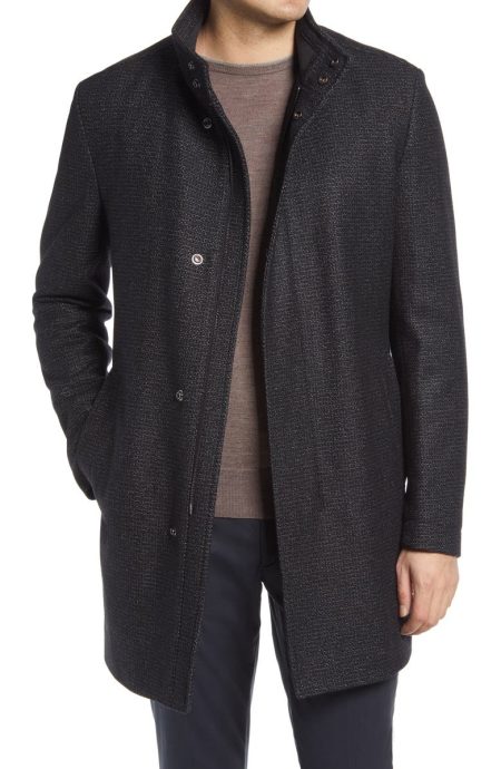Boss Nieven Men's Grey Wool Blend Topcoat