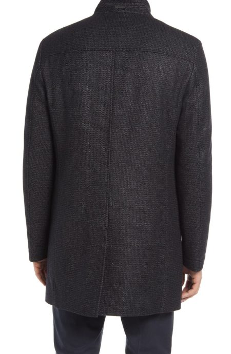 Boss Nieven Men's Grey Wool Blend Topcoat.