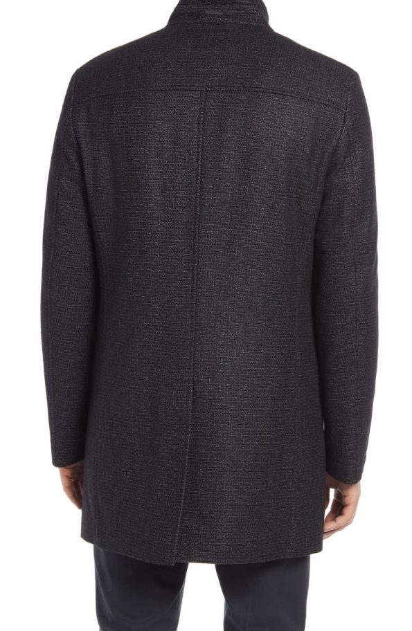 Boss Nieven Men's Grey Wool Blend Topcoat.