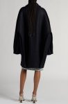 Bottega Veneta Bicolor Black Oversize Wool Blend Twill Coat
