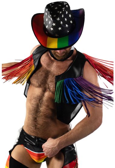 Bronco Rainbow Fringe Leather Vest