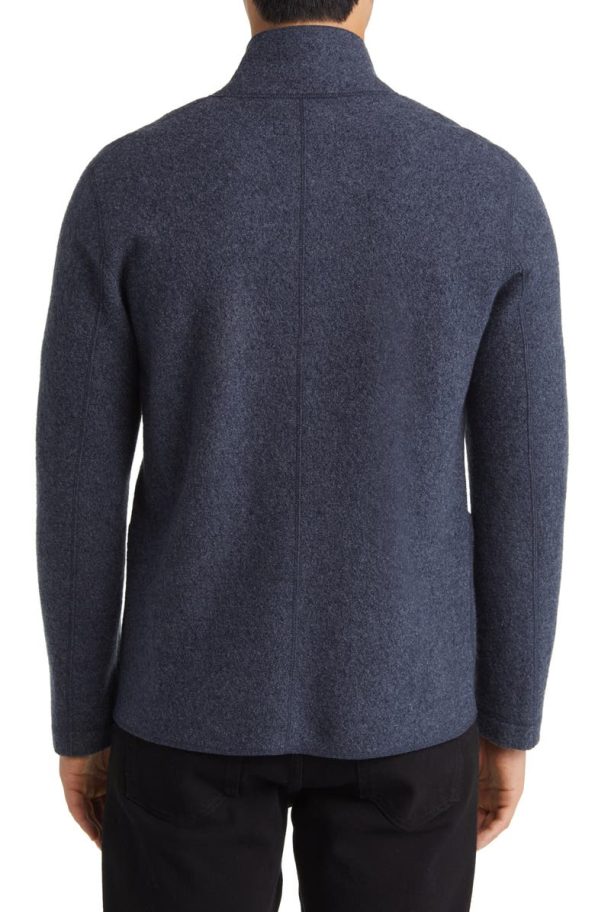 Buck Mason Felted Marled Navy Wool Chore Coat.