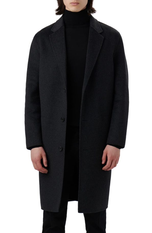 Bugatchi Tailor Fit Anthracite Wool Blend Longline Coat
