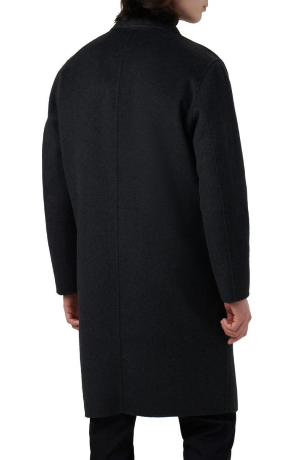 Bugatchi Tailor Fit Anthracite Wool Blend Longline Coat.