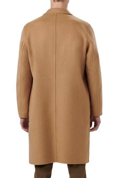 Bugatchi Tailor Fit Camel Wool Blend Longline Coat.