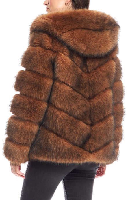 Chateau Cedar Quilted Faux Fur Hooded Coat.