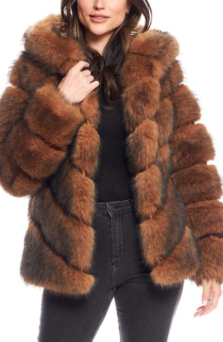 Chateau Cedar Quilted Faux Fur Hooded Coat