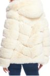 Chateau Ivory Quilted Faux Fur Hooded Coat
