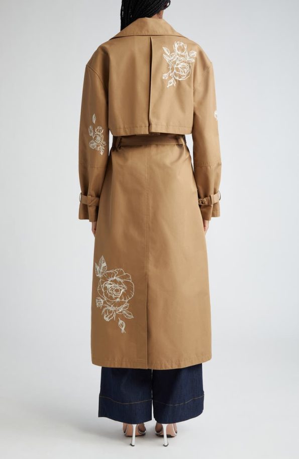 Cinq À Sept Astrid Embroidered Floral Cotton Blend Coat