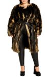 City Chic Diva Belted Faux Fur Coat