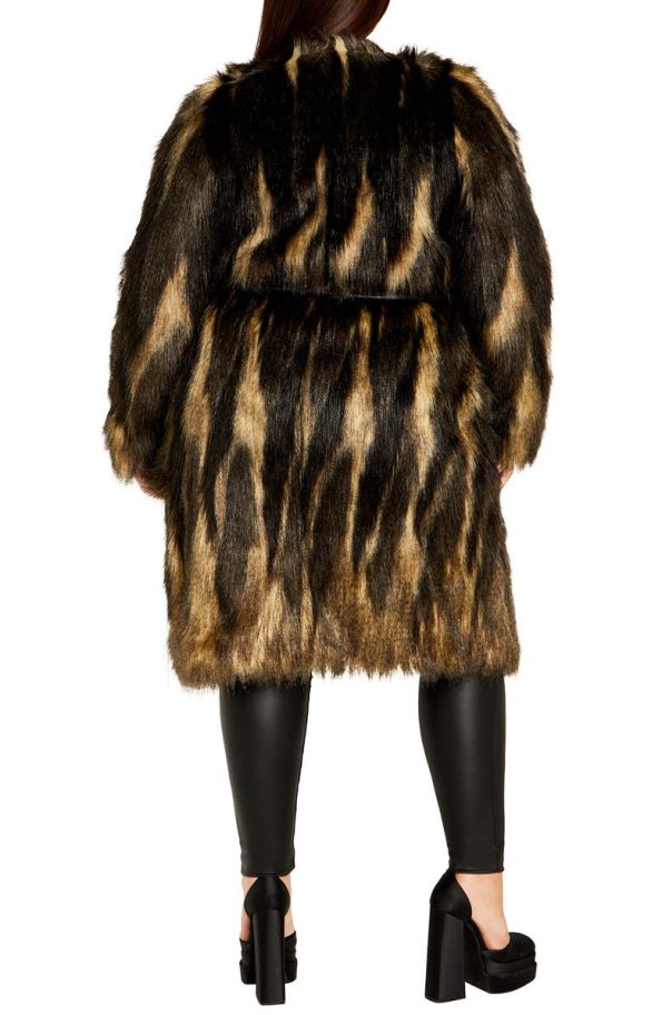 City Chic Diva Belted Faux Fur Coat.