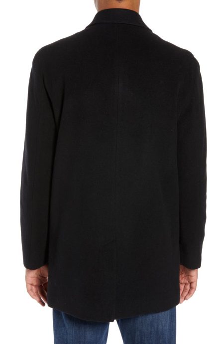 Cole Haan Black Wool Blend Overcoat.