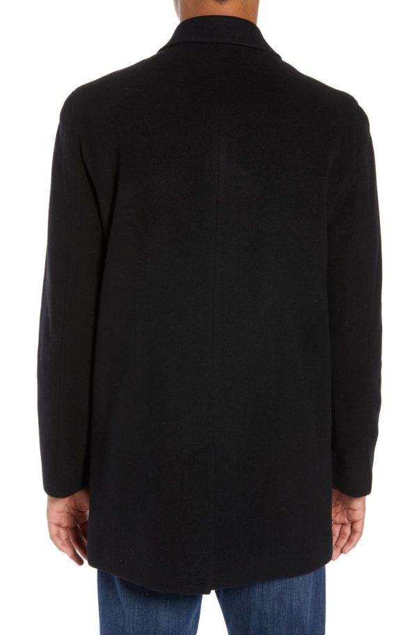 Cole Haan Black Wool Blend Overcoat.