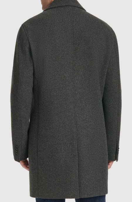 Cole Haan Charcoal Regular Fit Stretch Wool Coat.