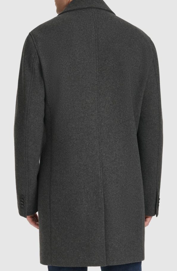 Cole Haan Charcoal Regular Fit Stretch Wool Coat.