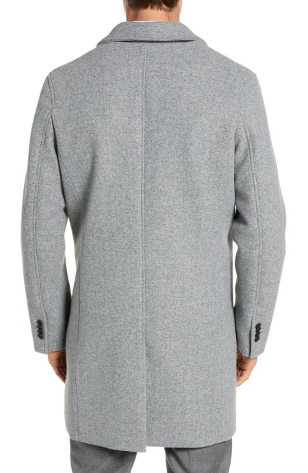 Cole Haan Lt Grey Regular Fit Stretch Wool Coat.