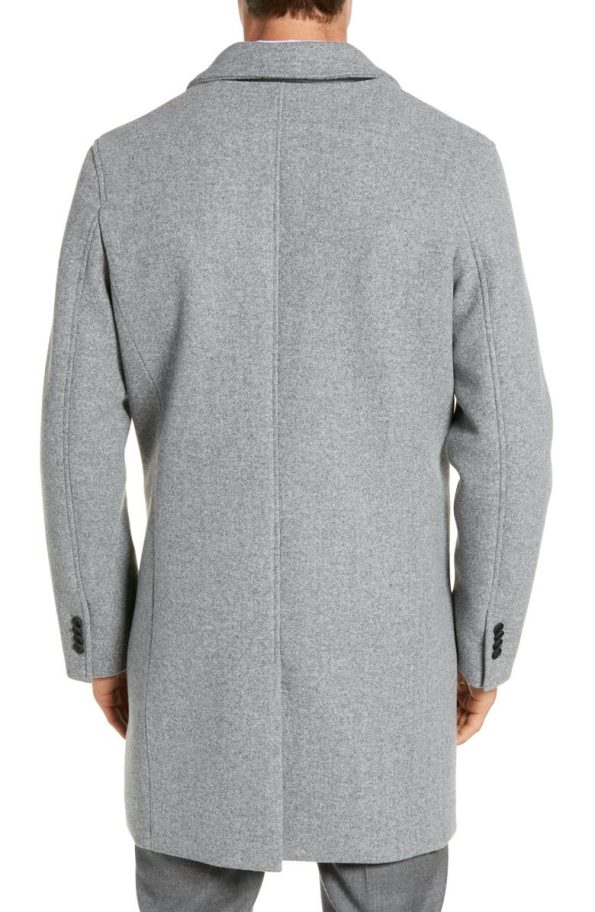 Cole Haan Lt Grey Regular Fit Stretch Wool Coat.