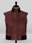 Dark Vintage Red Leather Biker Vest