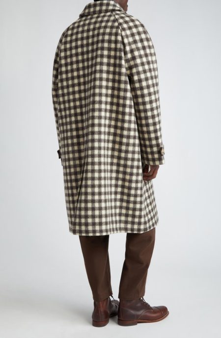 De Bonne Facture Parisian Check Raglan Sleeve Wool Coat.
