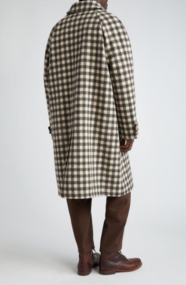 De Bonne Facture Parisian Check Raglan Sleeve Wool Coat.