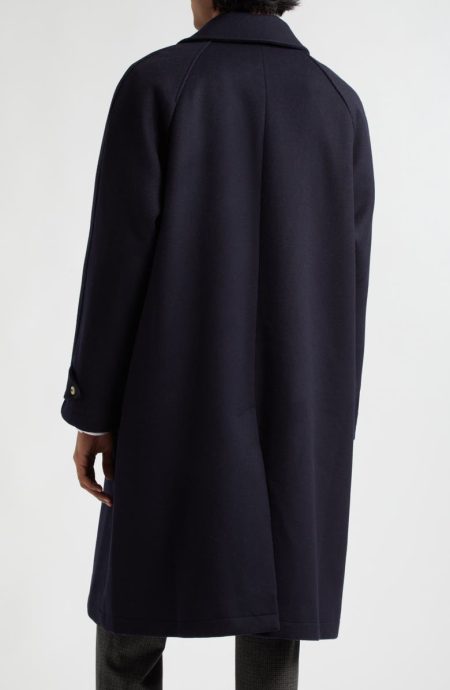 De Bonne Facture Parisian Raglan Sleeve Navy Blue Wool Coat.