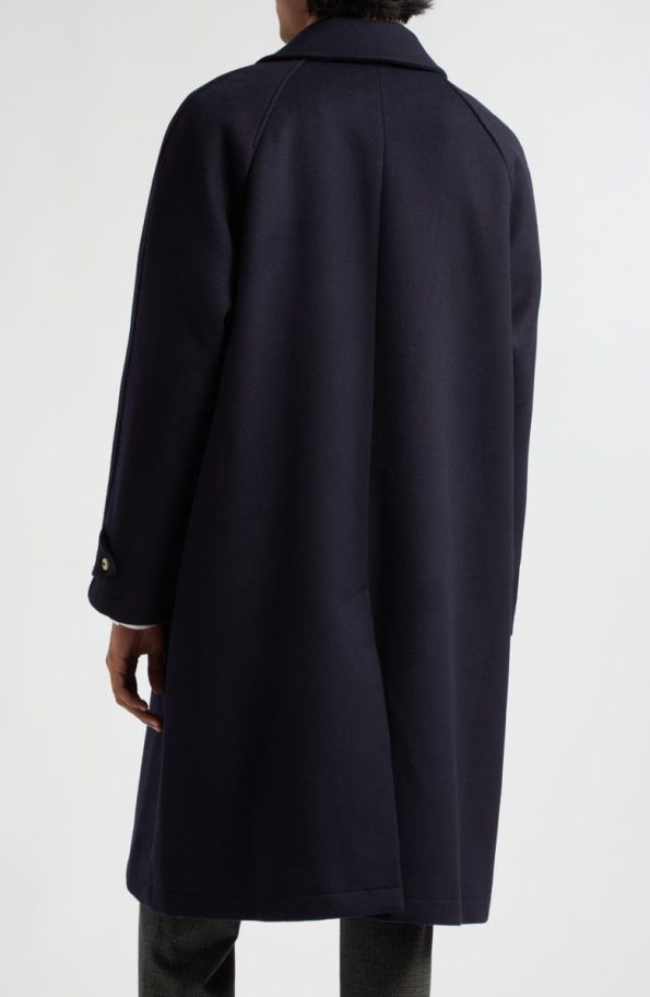 De Bonne Facture Parisian Raglan Sleeve Navy Blue Wool Coat.