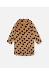 Deux Par Deux Girl’s Faux Fur Caramel Printed Heart Long Coat