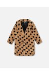 Deux Par Deux Girl's Faux Fur Caramel Printed Heart Long Coat