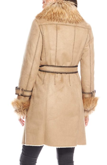 Donna Salyers Fabulous Furs Dakota Latte Faux Suede Coat
