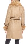 Donna Salyers Fabulous Furs Dakota Belted Latte Faux Suede Coat