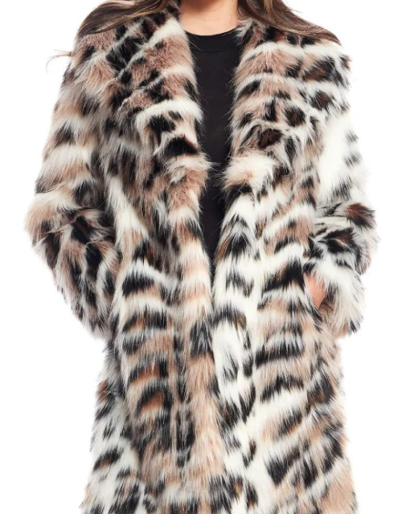 Donna Salyers Fabulous Furs Wild Side Leopard Print Faux Fur Coat