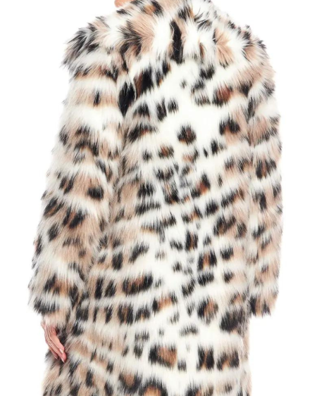 Donna Salyers Fabulous Furs Wild Side Leopard Print Faux Fur Coat.