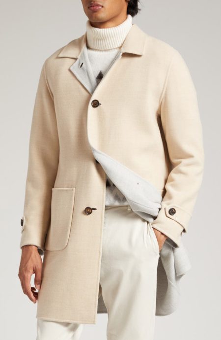 Eleventy Reversible Double Face Wool Coat.