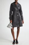 Ferragamo Asymmetric Double Breasted Leather Coat