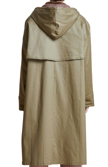 Found Hooded Water Resistant Waxed Cotton Blend Coat.