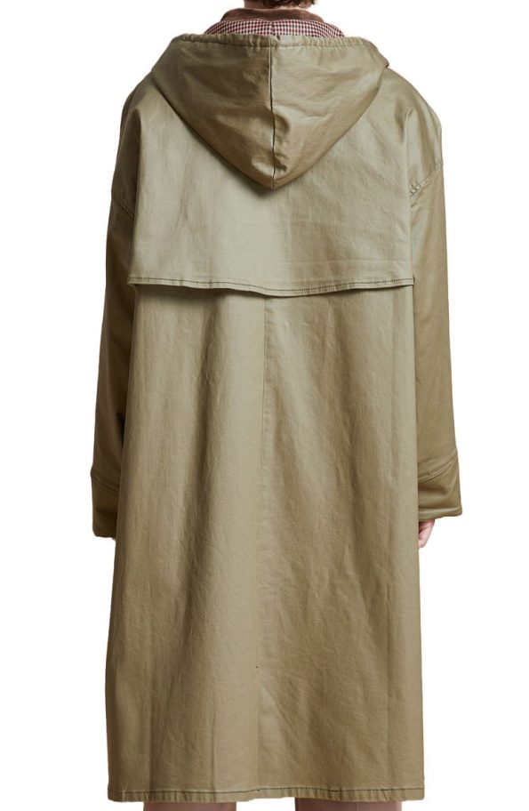 Found Hooded Water Resistant Waxed Cotton Blend Coat.