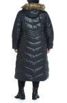 Gallery Black Hooded Maxi Puffer Coat With Faux Fur Trim