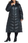 Gallery Black Hooded Maxi Puffer Coat With Faux Fur Trim