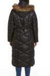 Gallery Quilted Black Puffer Hooded Coat